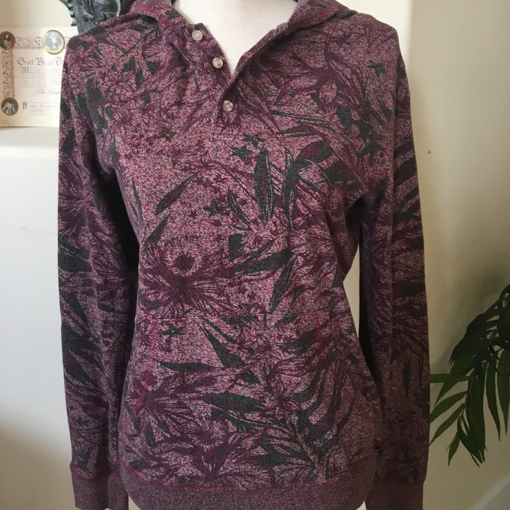 "ON THE BYAS" Maroon Palm Tree Hoodie Size S